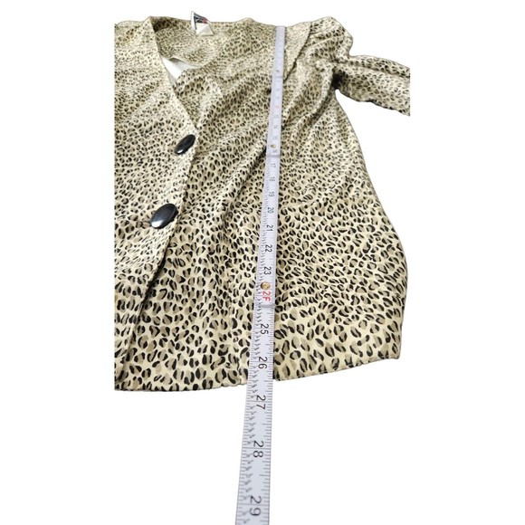 Vintage Kwai Blazer Jacket Women Size‎ 8 Double Breasted Animal Print Lapelless - Picture 4 of 6